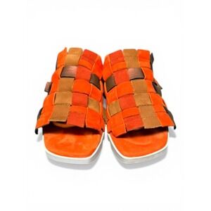 Arche Wedge Sandals Womens 40 Orange Woven Suede Platform Slide Made in France
